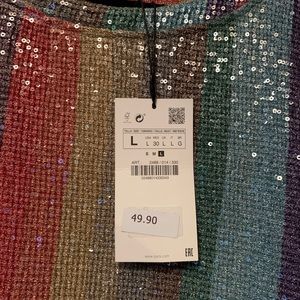 Zara sequin midi length rainbow dress